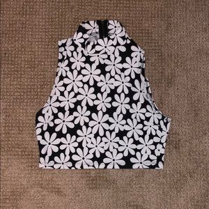 Cropped Flower Print Top